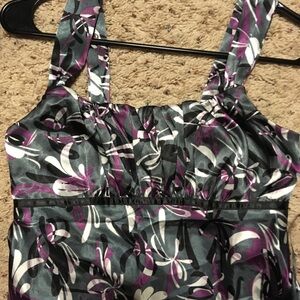 BCX Faux Silk/Satin Black Purple Blouse - Size S